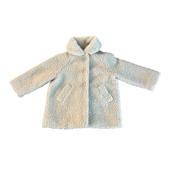 Mayoral Cream Colored Girl’s Classic Pea Coat Plush Warmth Size 2 - Picture 1 of 8